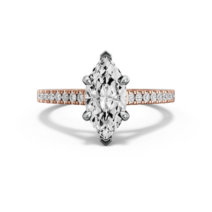 Image for Marquise Four Prong Ring with Cathedral Pave band