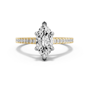 Image for Marquise Four Prong Ring with Cathedral Pave band