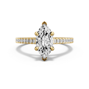 Image for Marquise Four Prong Ring with Cathedral Pave band in 14K Yellow Gold