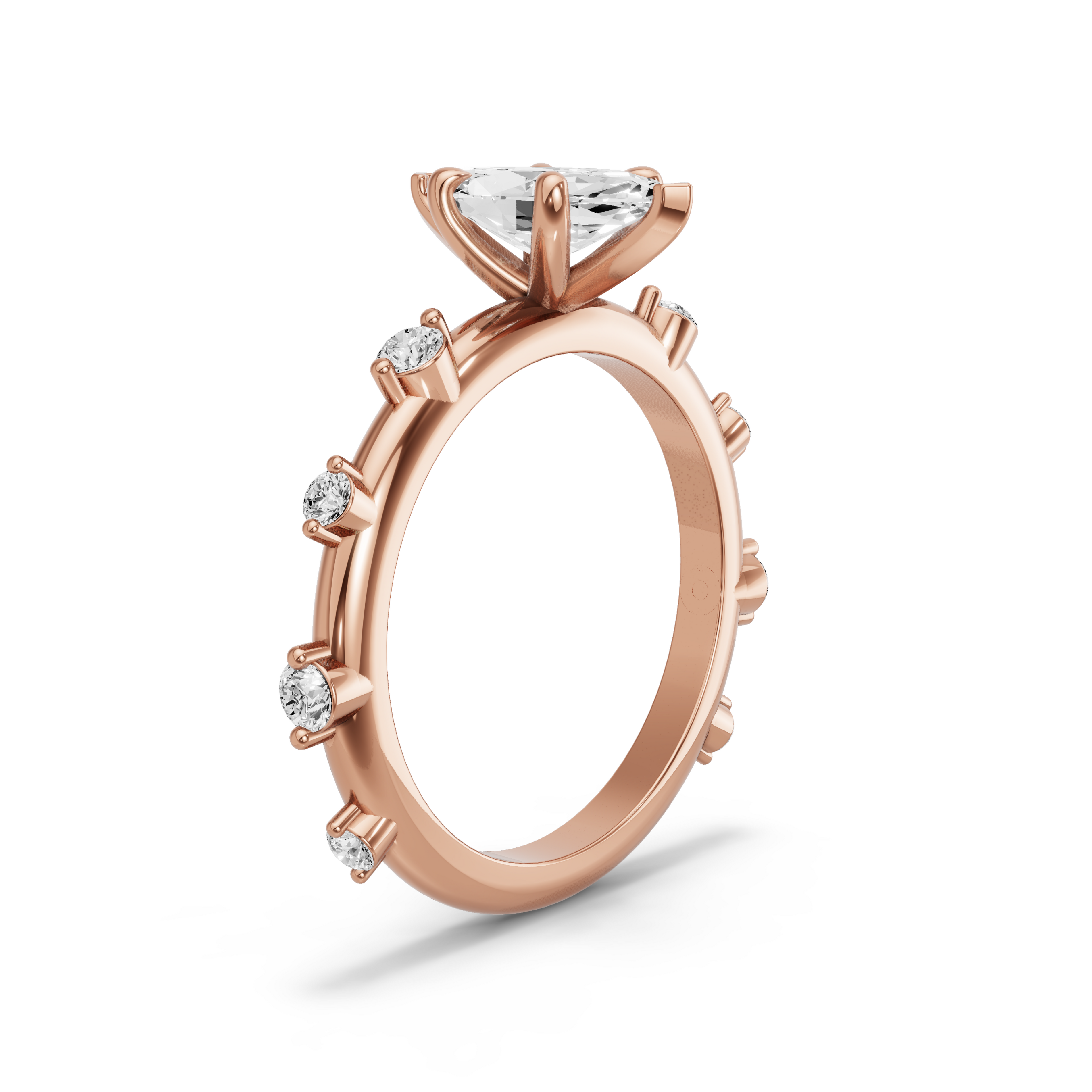 Image for Marquise Four Prong Ring with Floating Station band in 18K Rose Gold