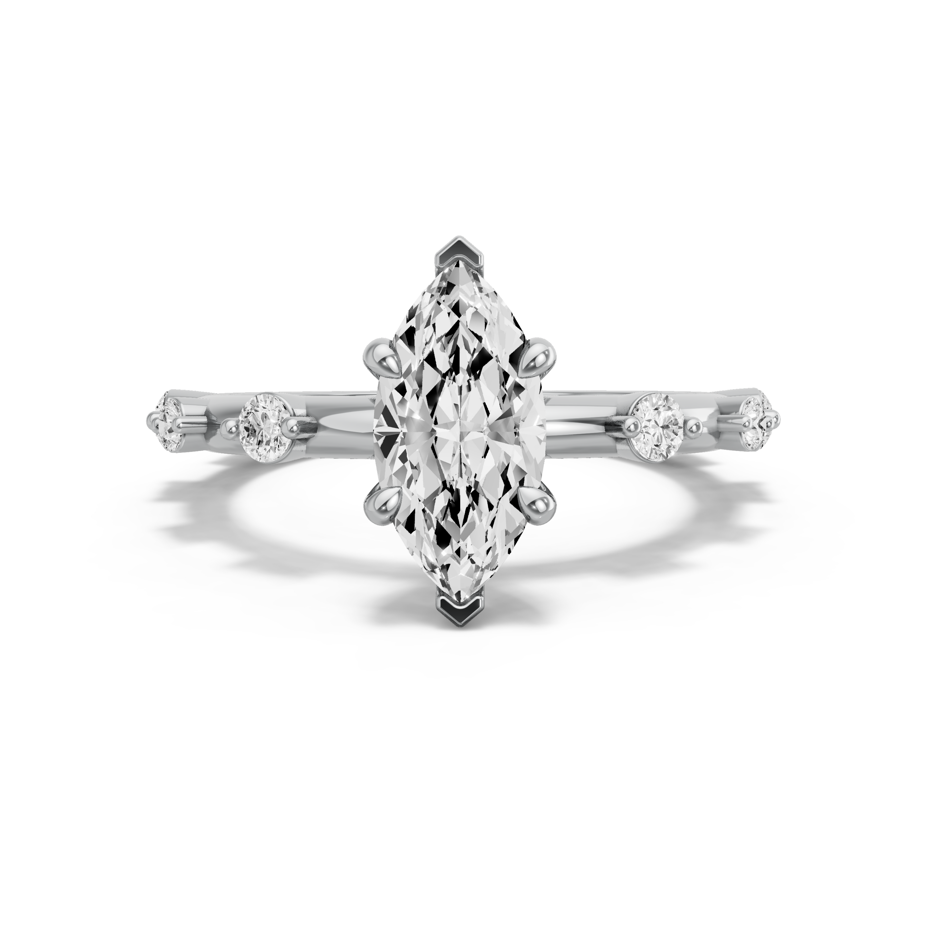Image for Marquise Four Prong Ring with Floating Station band in 950 Platinum