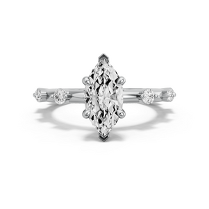 Image for Marquise Four Prong Ring with Floating Station band in 950 Platinum