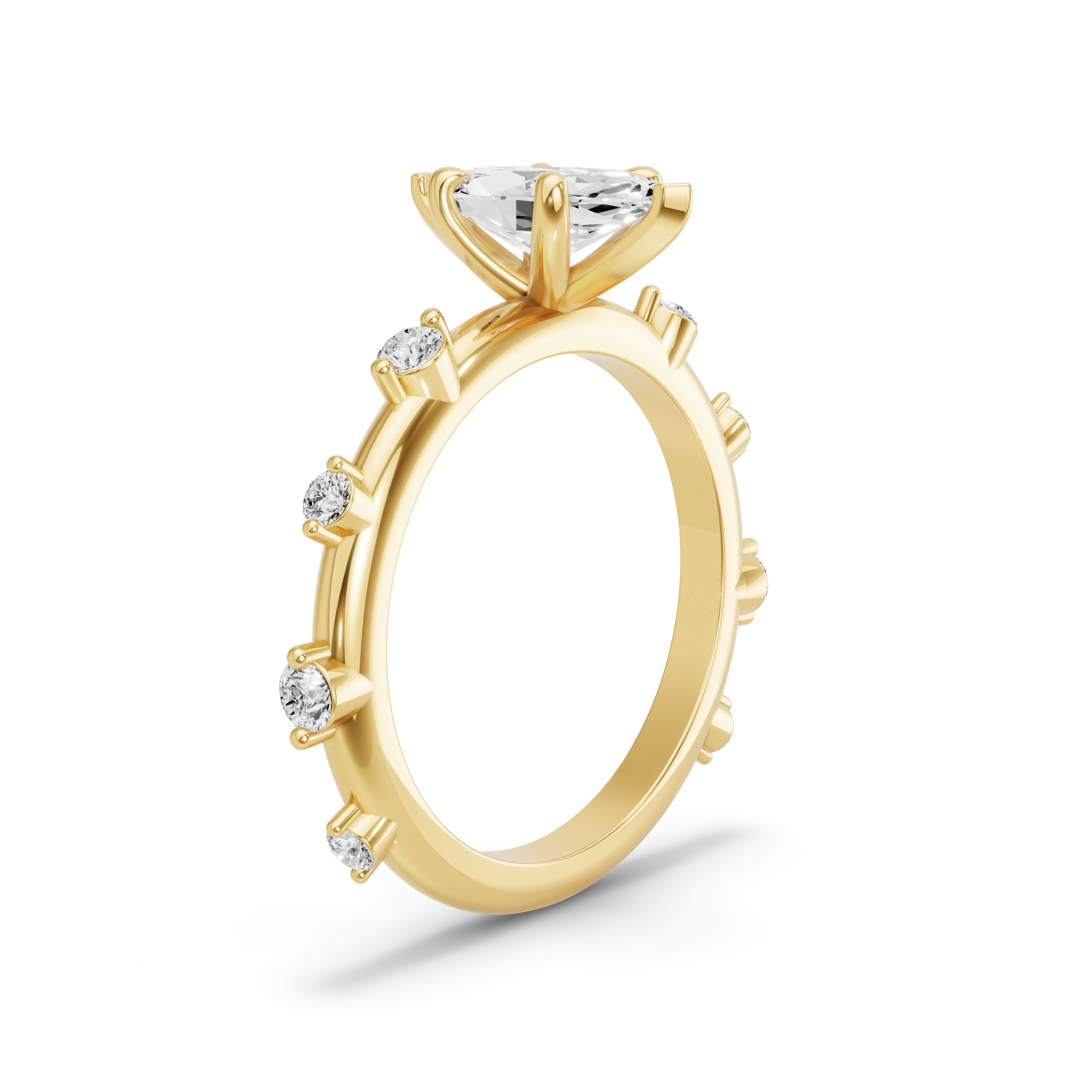 Image for Marquise Four Prong Ring with Floating Station band in 14K Yellow Gold