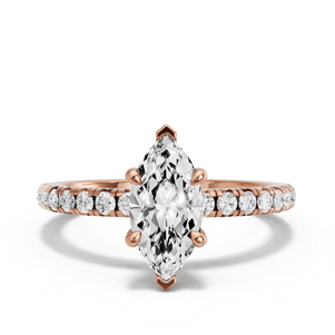 Image for Marquise Four Prong Ring with French Pave band