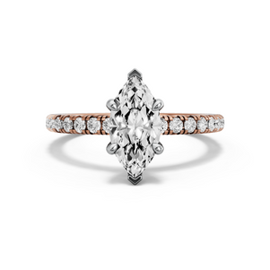 Image for Marquise Four Prong Ring with French Pave band