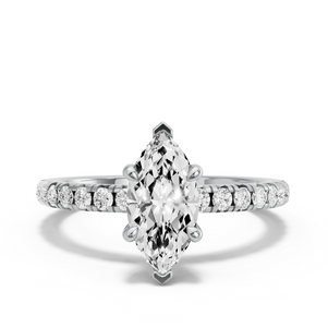Image for Marquise Four Prong Ring with French Pave band