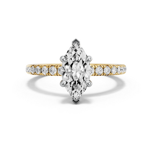 Image for Marquise Four Prong Ring with French Pave band