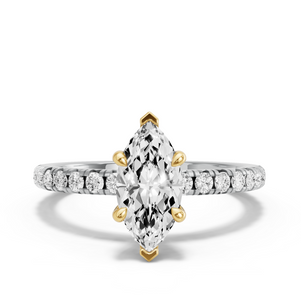Image for Marquise Four Prong Ring with French Pave band