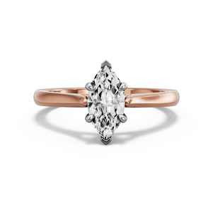 Image for Marquise Four Prong Ring with Knife Edge Cathedral band