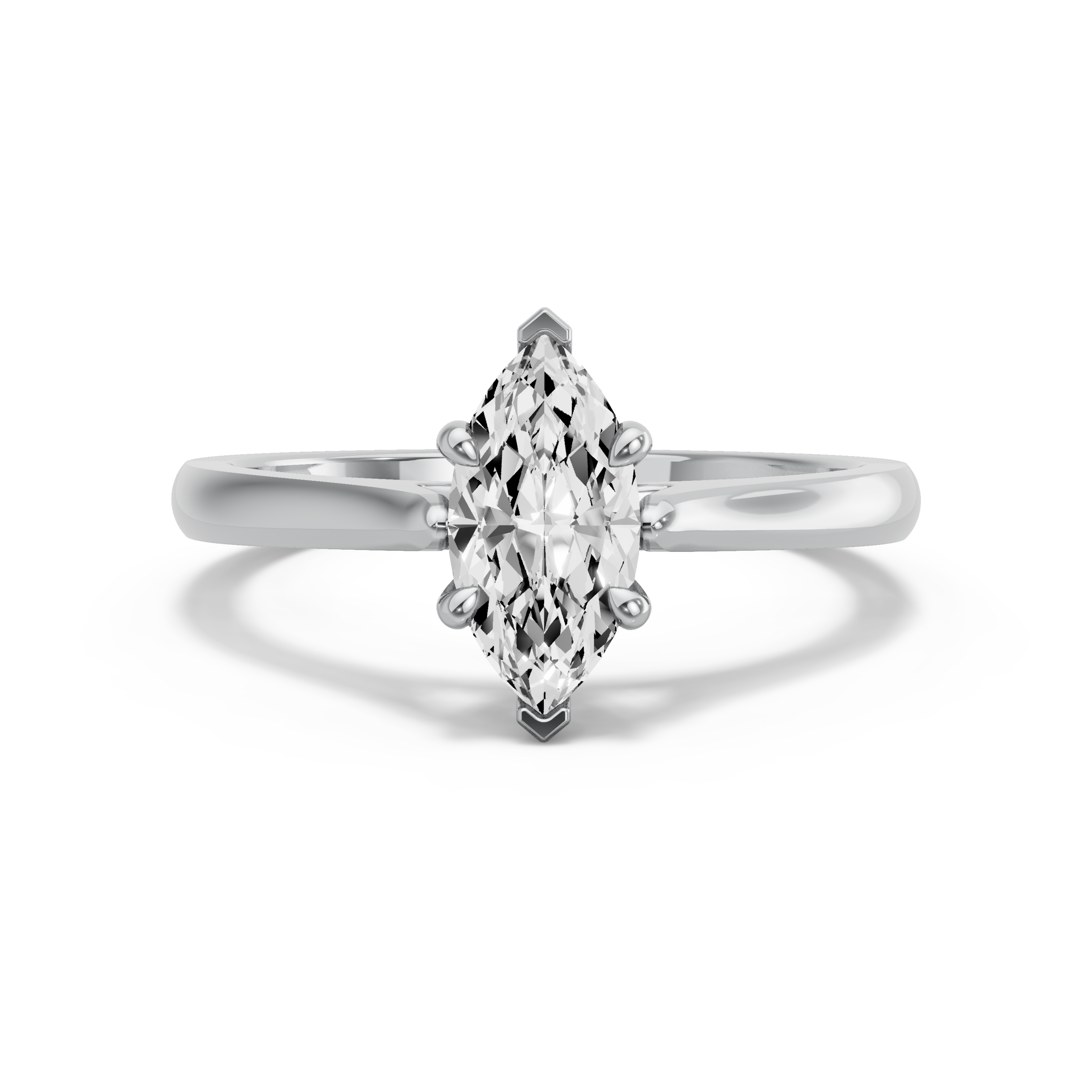 Image for Marquise Four Prong Ring with Knife Edge Cathedral band in 10K White Gold