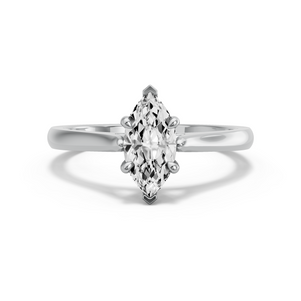 Image for Marquise Four Prong Ring with Knife Edge Cathedral band in 18K White Gold