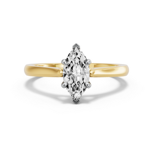 Image for Marquise Four Prong Ring with Knife Edge Cathedral band