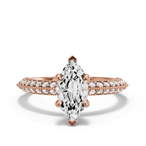 Image for Marquise Four Prong Ring with Knife Edge Pave band