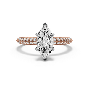 Image for Marquise Four Prong Ring with Knife Edge Pave band