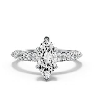 Image for Marquise Four Prong Ring with Knife Edge Pave band