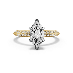 Image for Marquise Four Prong Ring with Knife Edge Pave band
