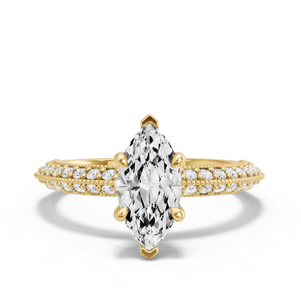 Image for Marquise Four Prong Ring with Knife Edge Pave band