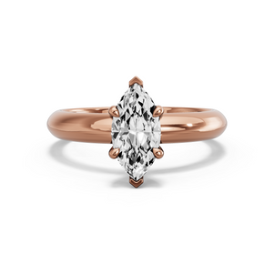 Image for Marquise Four Prong Ring with Knife Edge Solitaire band in 14K Rose Gold