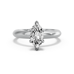 Image for Marquise Four Prong Ring with Knife Edge Solitaire band in 14K White Gold