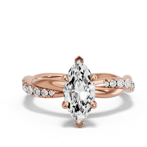 Image for Marquise Four Prong Ring with Rope Pave band