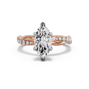 Image for Marquise Four Prong Ring with Rope Pave band