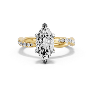 Image for Marquise Four Prong Ring with Rope Pave band