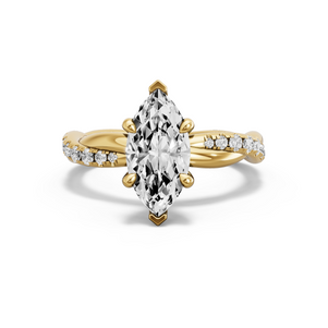 Image for Marquise Four Prong Ring with Rope Pave band in 14K Yellow Gold