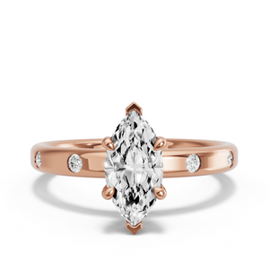 Image for Marquise Four Prong Ring with Sleek Accent band