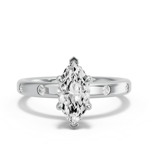 Image for Marquise Four Prong Ring with Sleek Accent band