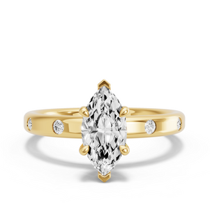 Image for Marquise Four Prong Ring with Sleek Accent band