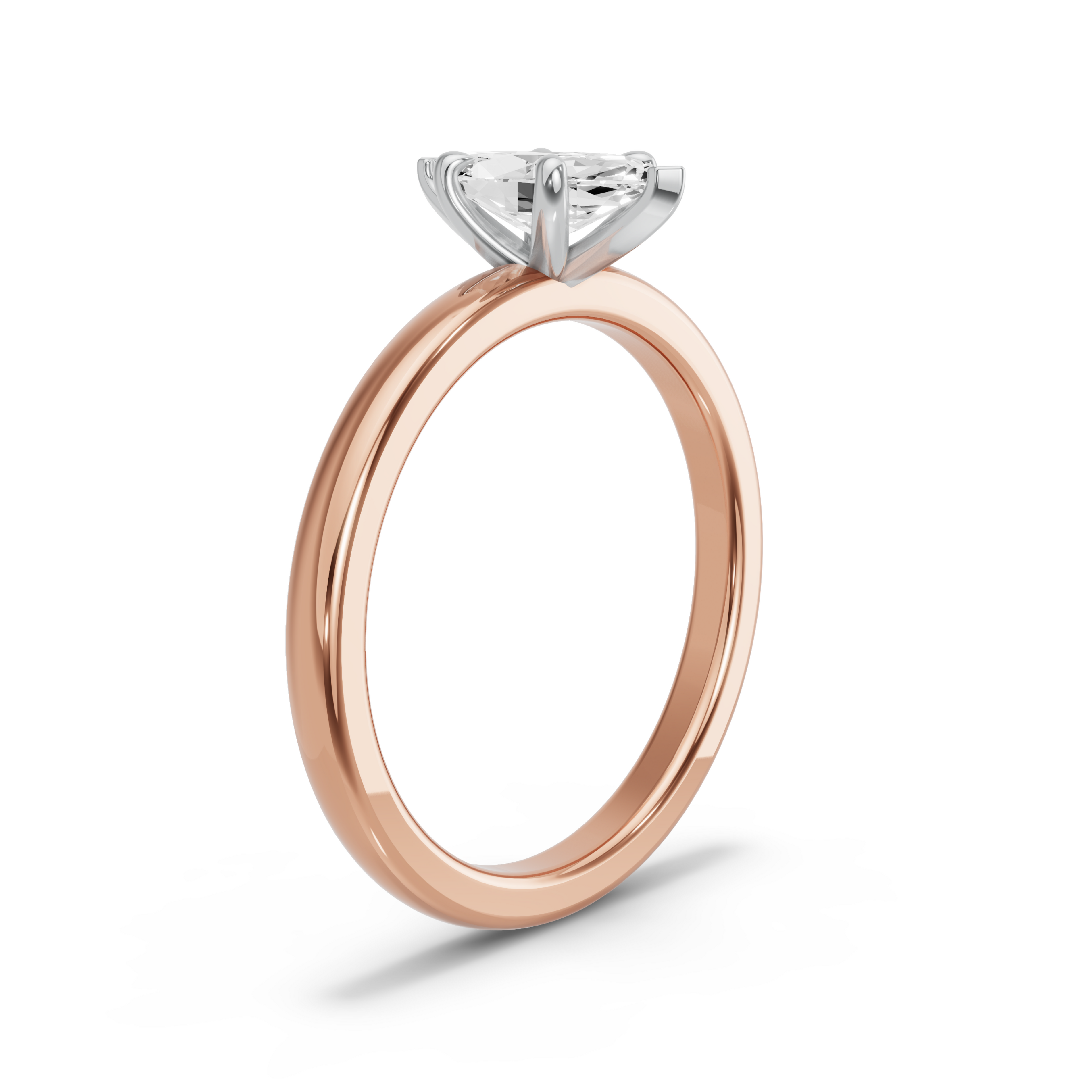 Image for Marquise Four Prong Ring with Solitaire band in 14K Two Tone Rose Gold