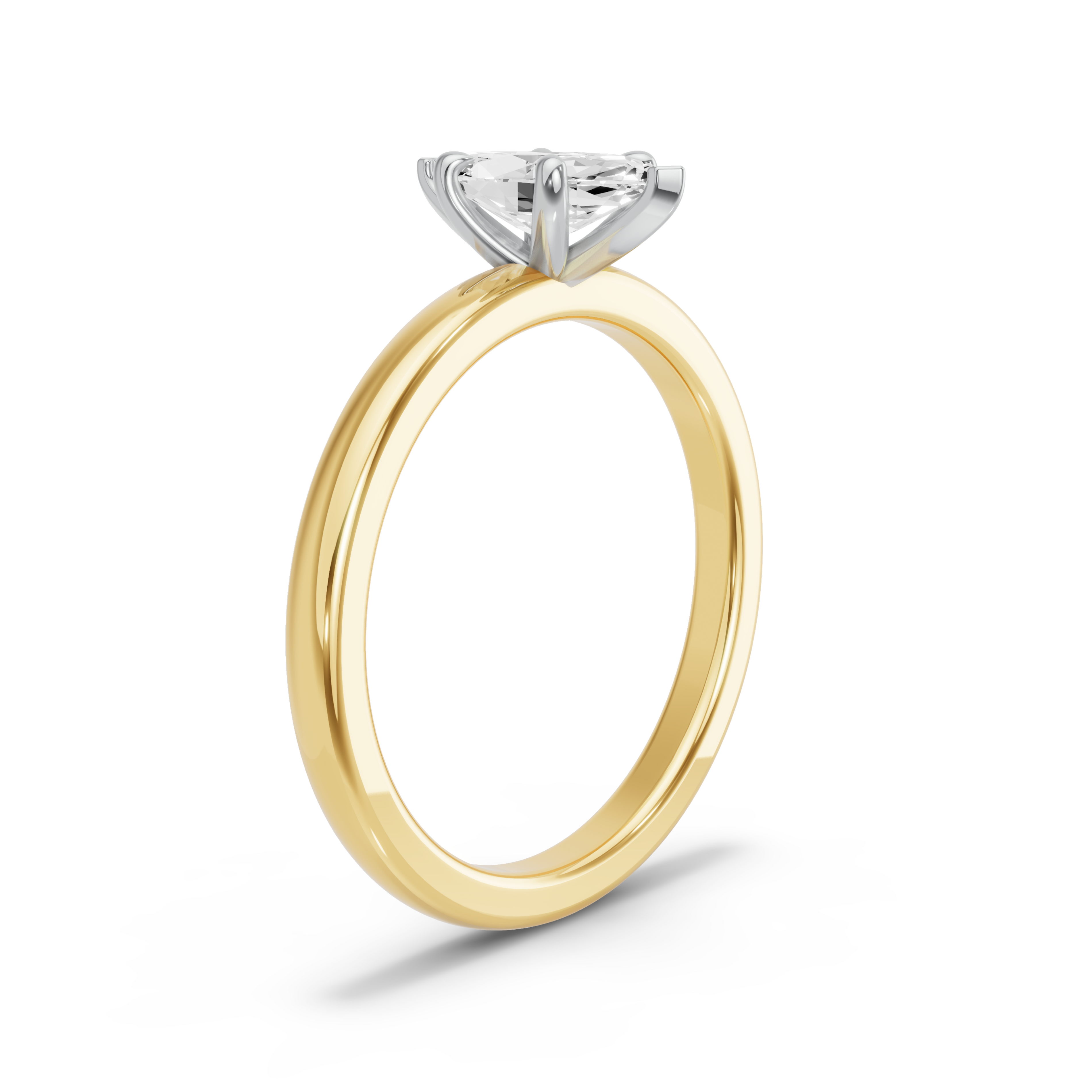 Image for Marquise Four Prong Ring with Solitaire band in 14K Two Tone Yellow Gold