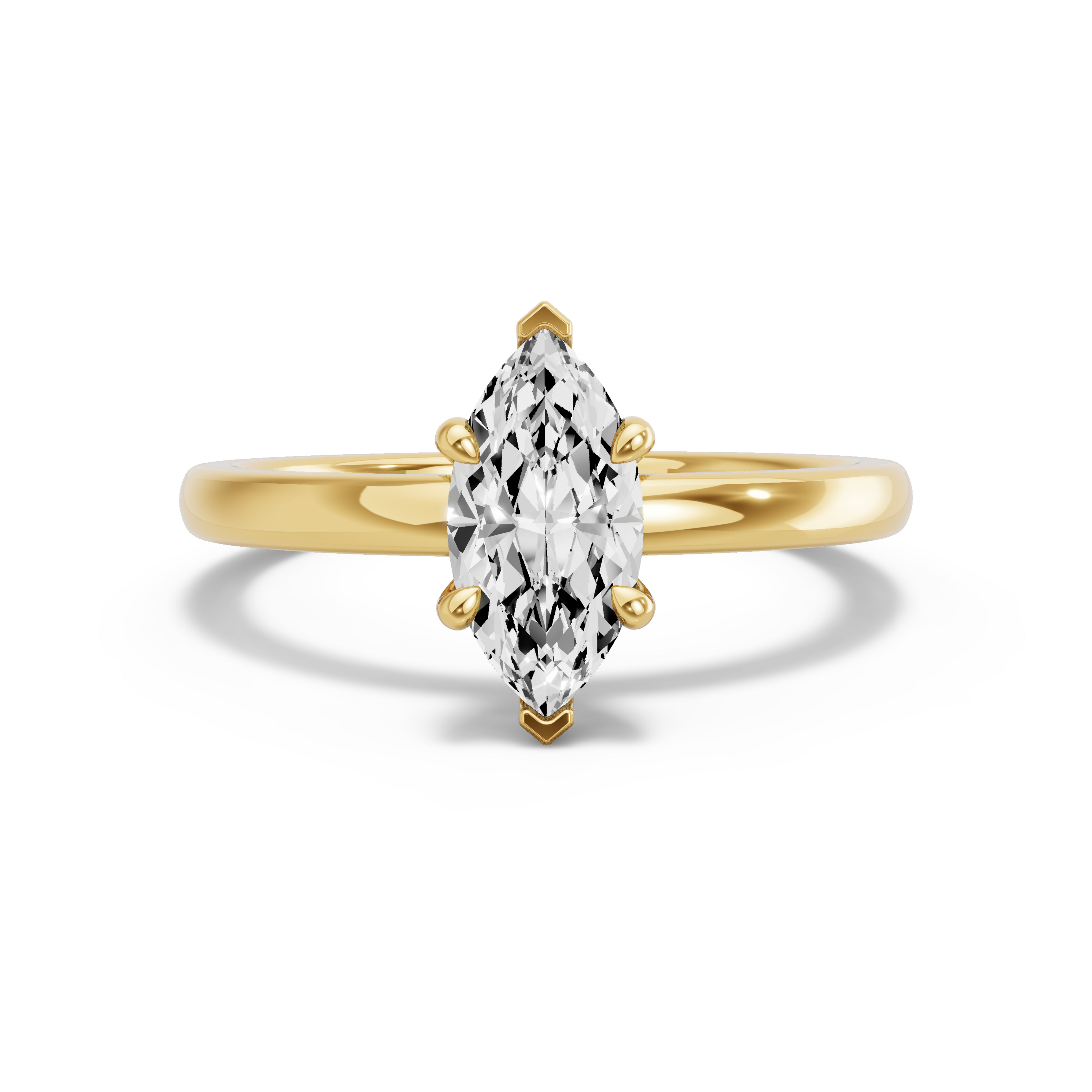 Image for Marquise Four Prong Ring with Solitaire band in 10K Yellow Gold