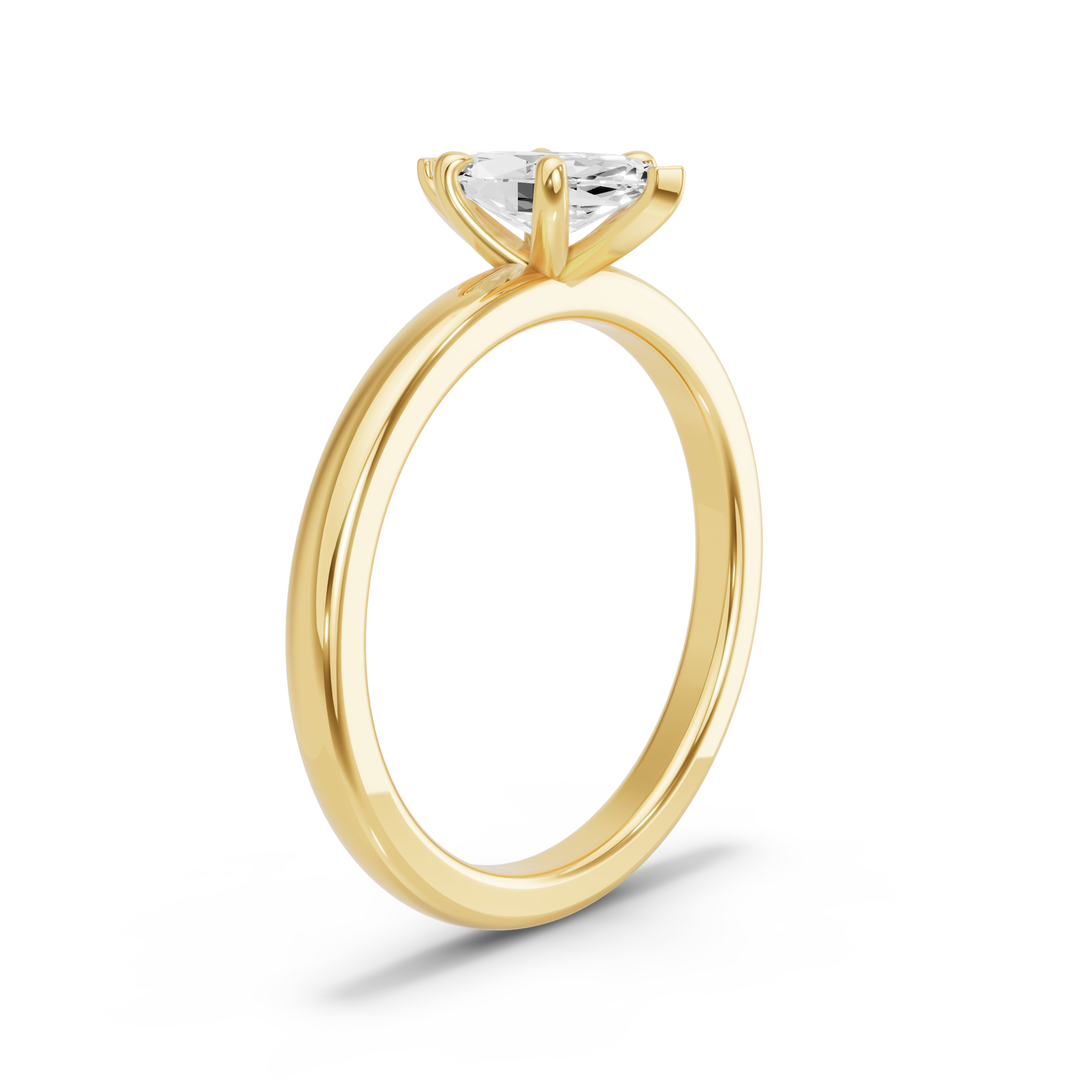 Image for Marquise Four Prong Ring with Solitaire band in 14K Yellow Gold