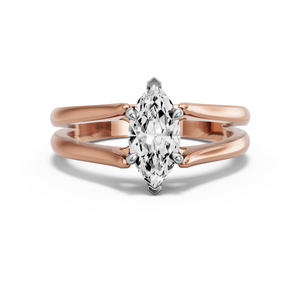 Image for Marquise Four Prong Ring with Split Ring Solitaire band