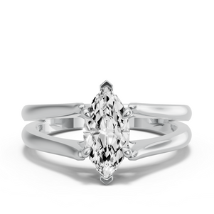 Image for Marquise Four Prong Ring with Split Ring Solitaire band