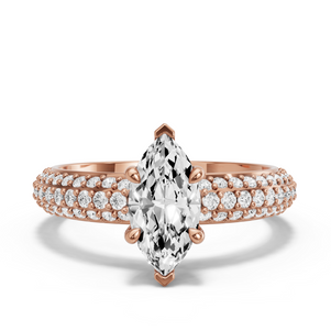 Image for Marquise Four Prong Ring with Triple Row Pave band