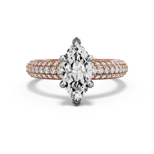 Image for Marquise Four Prong Ring with Triple Row Pave band