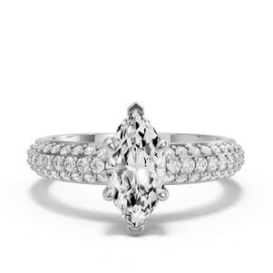 Image for Marquise Four Prong Ring with Triple Row Pave band