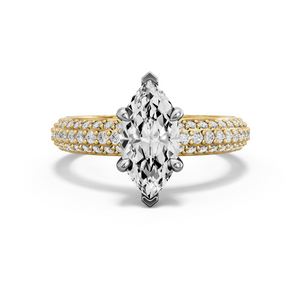 Image for Marquise Four Prong Ring with Triple Row Pave band