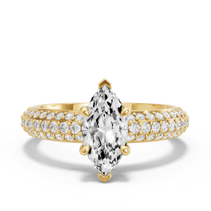 Image for Marquise Four Prong Ring with Triple Row Pave band