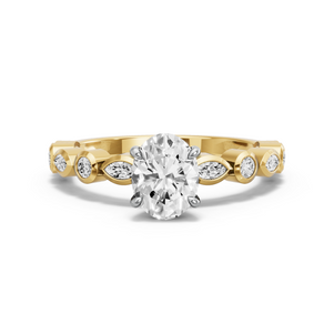 Image for Oval Four Prong Ring with Alternating Marquise band