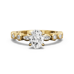 Image for Oval Four Prong Ring with Alternating Marquise band