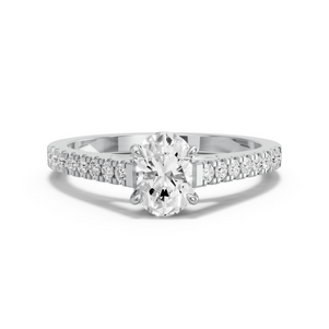 Image for Oval Four Prong Ring with Cathedral Pave band