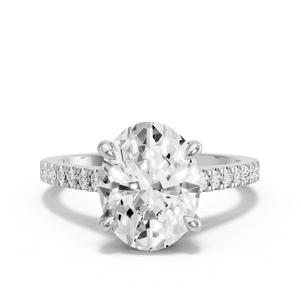 Image for Oval Four Prong Ring with Cathedral Pave band