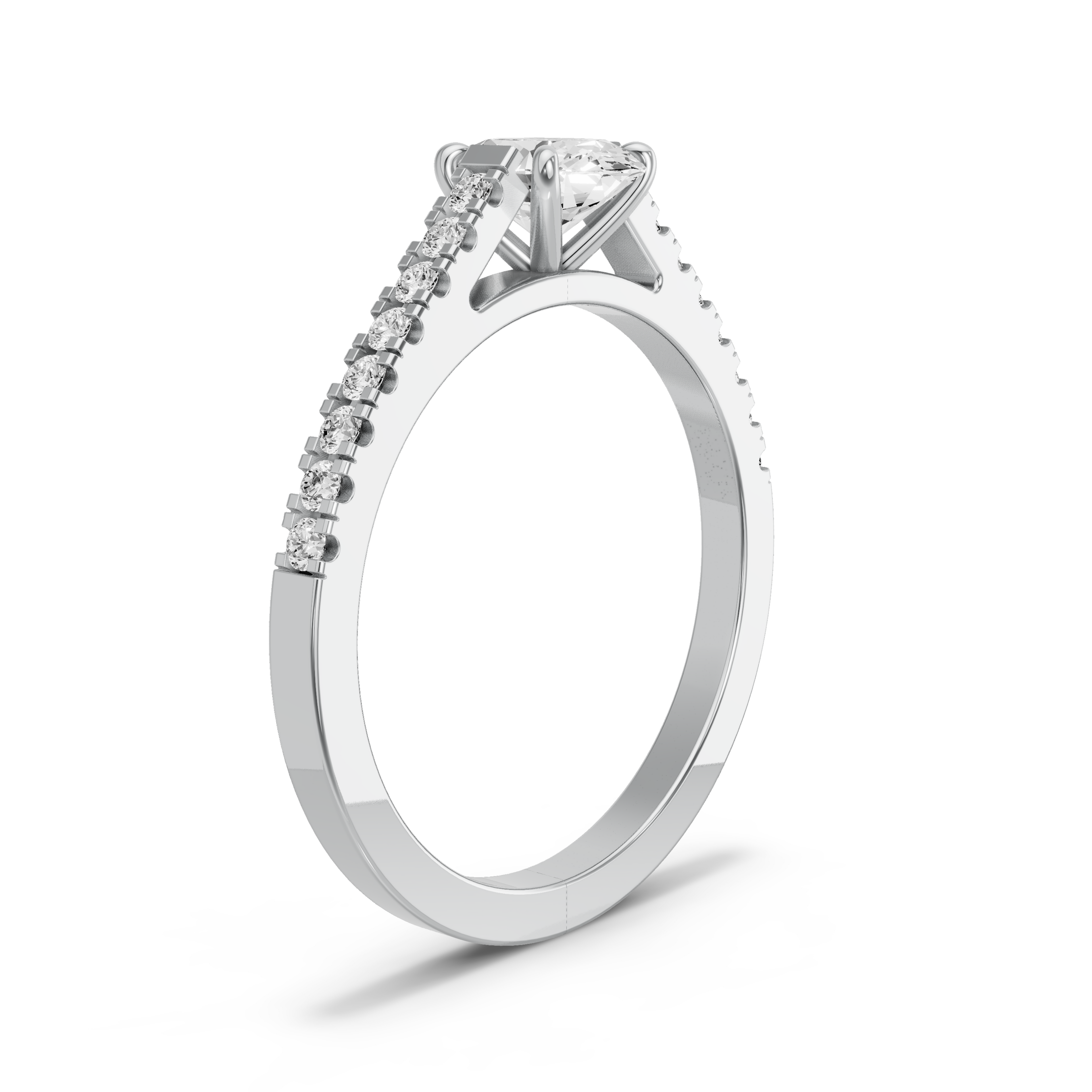 Image for Oval Four Prong Ring with Cathedral Pave band in 950 Platinum