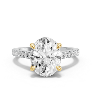 Image for Oval Four Prong Ring with Cathedral Pave band