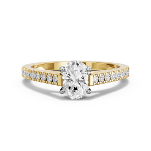 Image for Oval Four Prong Ring with Cathedral Pave band