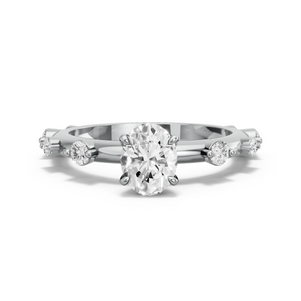 Image for Oval Four Prong Ring with Floating Station band