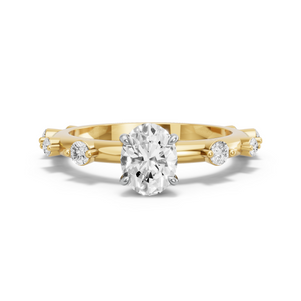 Image for Oval Four Prong Ring with Floating Station band